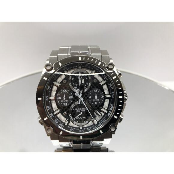 Bulova Men's Chronograph Calendar Precisionist Quartz Silver Watch 46 MM 98B405 - Picture 7 of 12